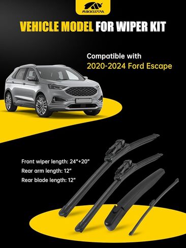 MIKKUPPA 24"/20"/12"/12" Windshield Wiper Blades Replacement for 2020-2024 Ford Escape - Original Factory Quality Front and Rear Wipers Blade Set for My Car - (Pack of 4) Pinch Tab in Saudi Arabia