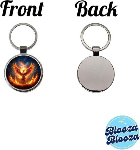 Flaming Phoenix Rising From Ashes Fantasy Bird Round Metal Keychain in Saudi Arabia