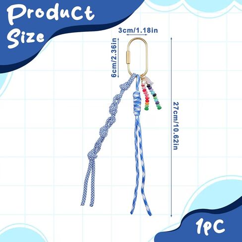 Beads paracord keychain - Blue Rope Fish Bag Charm for Keys, Backpacks, Purses & Bags Durable Decorative Charms in Saudi Arabia