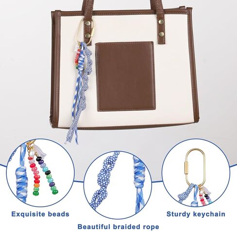 Beads paracord keychain - Blue Rope Fish Bag Charm for Keys, Backpacks, Purses & Bags Durable Decorative Charms in Saudi Arabia