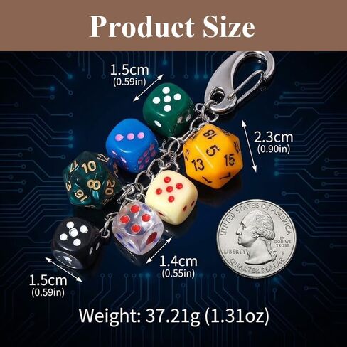 ASIJUNTYECHO Dice Keychain Lucky Handbag Bag Colorful Key Chain Purse Handbag Wallet Accessories Y2k Keychain for Women Men in Kuwait