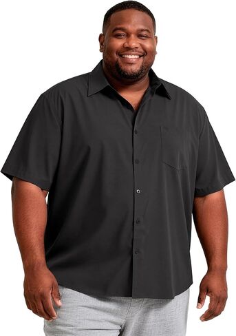 Big and Tall Dress Shirt for Men Short Sleeve – Mens Button Down Shirt, Quick Dry Woven Work Shirt, Casual Big Fit Top in Saudi Arabia