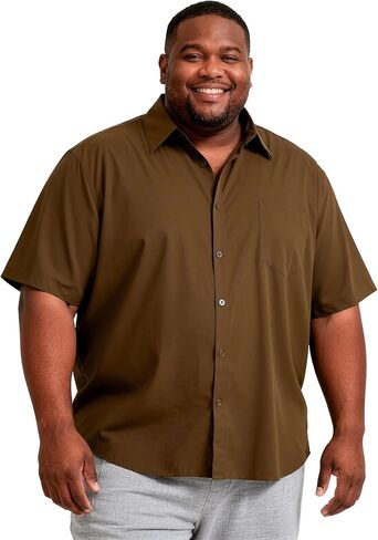 Big and Tall Dress Shirt for Men Short Sleeve – Mens Button Down Shirt, Quick Dry Woven Work Shirt, Casual Big Fit Top in Saudi Arabia