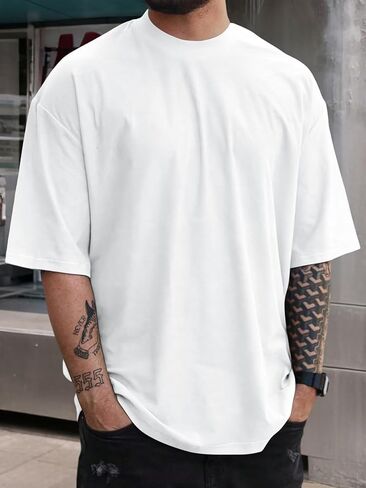 Mens Cotton T Shirts Short Sleeve Crewneck Soft Comfort Casual Basic Tee Tops in Saudi Arabia