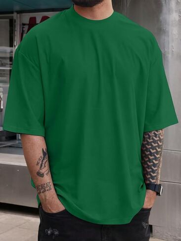 Mens Cotton T Shirts Short Sleeve Crewneck Soft Comfort Casual Basic Tee Tops in Saudi Arabia