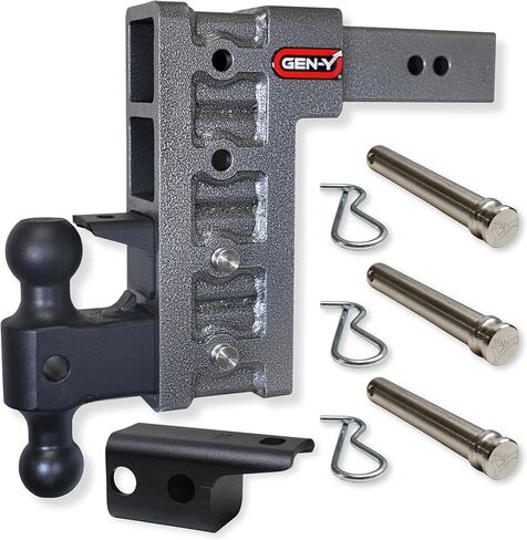 GEN-Y Hitch Tow Hitch for 2.5" Receiver - 9" Drop/Rise with 4 Adjustable Positions, Includes Dual Ball Mount, Pintle Lock and 3 Locking Pins, 21,000 lbs Towing Capacity, 3,000 lbs Tongue Weight in Saudi Arabia