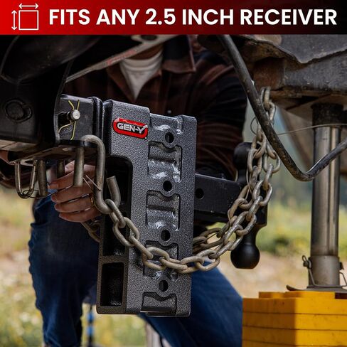 GEN-Y Hitch Tow Hitch for 2.5" Receiver - 9" Drop/Rise with 4 Adjustable Positions, Includes Dual Ball Mount, Pintle Lock and 3 Locking Pins, 21,000 lbs Towing Capacity, 3,000 lbs Tongue Weight in Saudi Arabia