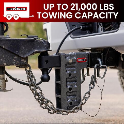 GEN-Y Hitch Tow Hitch for 2.5" Receiver - 9" Drop/Rise with 4 Adjustable Positions, Includes Dual Ball Mount, Pintle Lock and 3 Locking Pins, 21,000 lbs Towing Capacity, 3,000 lbs Tongue Weight in Saudi Arabia