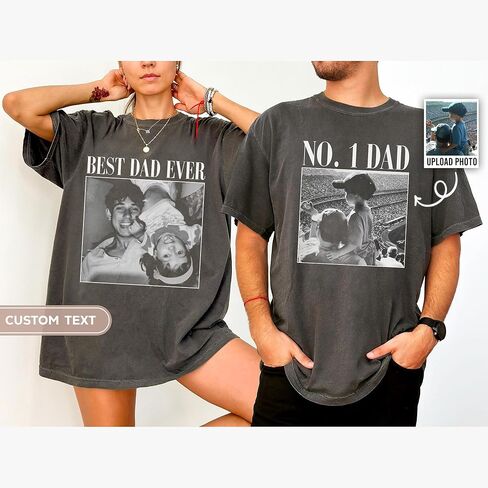 Custom Photo Dad Shirt Personalized Style T Shirt with Picture, Best Dad Ever Photo Tee, Meaningful Family Shirt for Father Grandpa Daily Wear in Kuwait