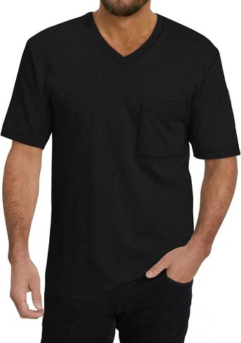 UNCLECAT Mens T Shirts Short Sleeve 2026 V Neck Casual Summer Basic Tee Tops with Pocket in Kuwait