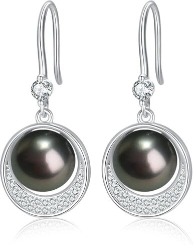 Gift for Wife -Pearl-Earrings-Gifts for Women- Wedding Birthday Anniversary-Mom Her Mothers Day Valentines Day Christmas-Sterling Silver Plated 18K Gold Pearl Dangle Earring Fine Jewelry in Saudi Arabia