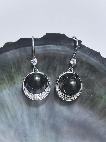 Gift for Wife -Pearl-Earrings-Gifts for Women- Wedding Birthday Anniversary-Mom Her Mothers Day Valentines Day Christmas-Sterling Silver Plated 18K Gold Pearl Dangle Earring Fine Jewelry in Saudi Arabia