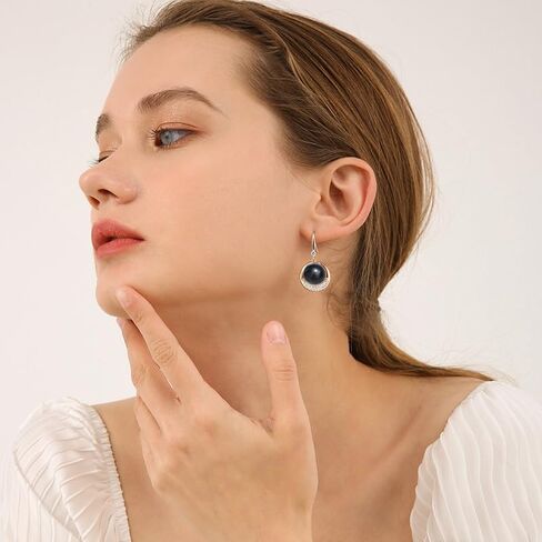 Gift for Wife -Pearl-Earrings-Gifts for Women- Wedding Birthday Anniversary-Mom Her Mothers Day Valentines Day Christmas-Sterling Silver Plated 18K Gold Pearl Dangle Earring Fine Jewelry in Saudi Arabia