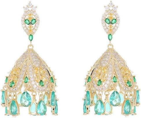 Elegant French Court Style Moissanite Chandelier Earrings in 14K Gold ，Exquisite Wind Chime Inspired Design ，Ideal for Daily Wear in Saudi Arabia