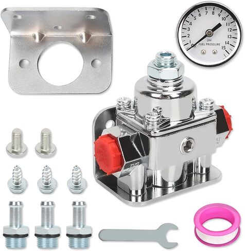 Fuel Pressure Regulator Zinc Alloy Carburetor With Gauge Kit Fit For Holley And Edelbrock Carburetors, Fuel Valve 12-804 1-4/2-9 Psi,3/8in Npt with Installation kit and sealing tool in Kuwait