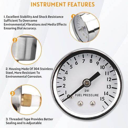 Fuel Pressure Regulator Zinc Alloy Carburetor With Gauge Kit Fit For Holley And Edelbrock Carburetors, Fuel Valve 12-804 1-4/2-9 Psi,3/8in Npt with Installation kit and sealing tool in Kuwait
