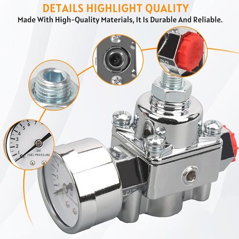 Fuel Pressure Regulator Zinc Alloy Carburetor With Gauge Kit Fit For Holley And Edelbrock Carburetors, Fuel Valve 12-804 1-4/2-9 Psi,3/8in Npt with Installation kit and sealing tool in Kuwait