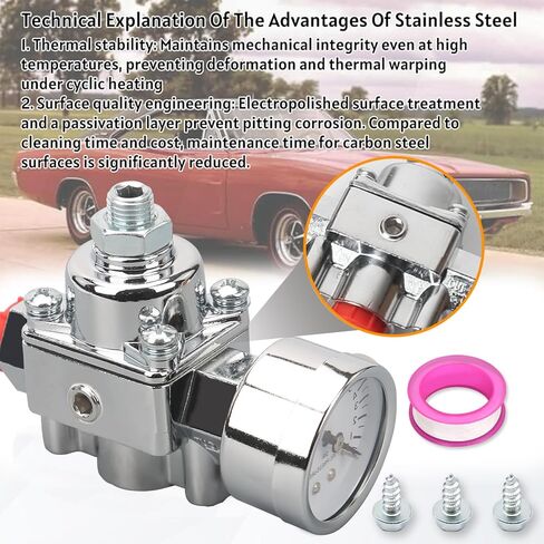 Fuel Pressure Regulator Zinc Alloy Carburetor With Gauge Kit Fit For Holley And Edelbrock Carburetors, Fuel Valve 12-804 1-4/2-9 Psi,3/8in Npt with Installation kit and sealing tool in Kuwait