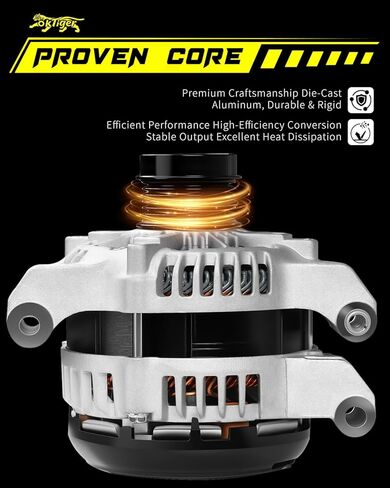 Oktiger 180A Upgraded Alternator for Dodge Durango 2011-2020 3.6L Charger 2011-2021 Challenger 2015-2021, for Jeep Grand Cherokee, 3.6L V6 12V 180A Clockwise 6-Groove Clutch Pulley, OE 4801778AF in Kuwait