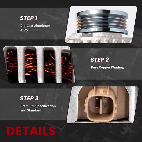 المولد ل/تويوتا ياريس S 2007-2009؛ ياريس بيس 2007-2012; ياريس L,LE 1.5L 2012-2015 80Amp 12V CW 4-Groove Pulley 27060-21150,104210840 in Kuwait