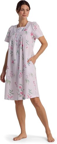 Miss Elaine Seersucker Long Robe, Floral with Zip-Up Front, Zipper and Pockets, Sleepwear and Loungewear in Saudi Arabia