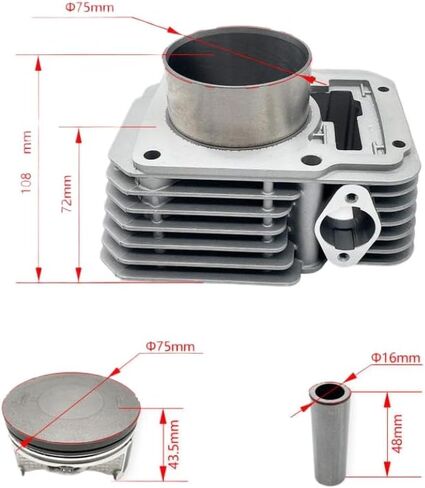 Cylinder Kit 75mm Air Cylinder Block Piston Ring Gasket Set Compatible With KEWS K20 PR300 ZS175FMN in Kuwait