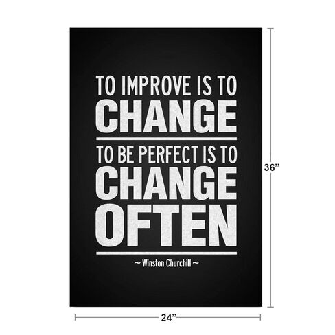 Winston Churchill To Improve Is To Change To Be Perfect To Often Motivational Black Cool Wall Art Print Poster 24x36 in Saudi Arabia