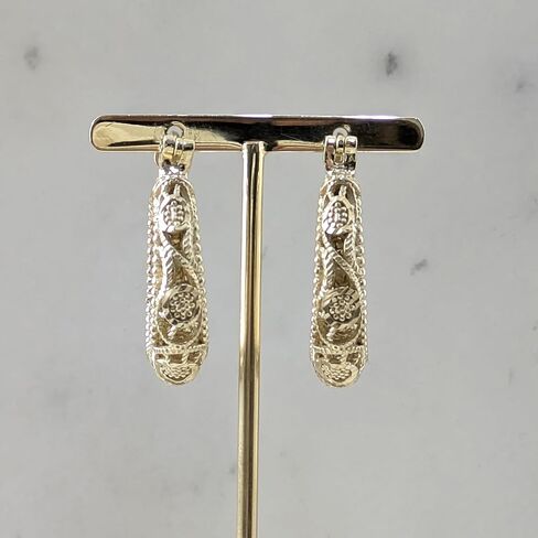 18K Gold Plated Hoop Earrings for Women, 30mm Vintage Filigree Gold Hoops, Lightweight and Comfortable, Elegant Statement Earrings, Gift for Special Occasions in Saudi Arabia