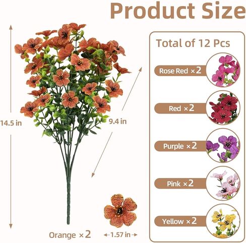 زهور صناعية، نباتات صناعية في الهواء الطلق، زهور الأقحوان الاصطناعية، زهور وهمية واقعية، ديكورات الشرفة، ديكور حفلات الزفاف (12، أحمر، وردي، أرجواني، أصفر، برتقالي، أحمر وردي) in Kuwait