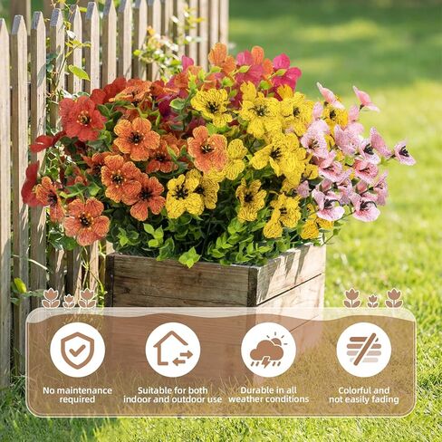 زهور صناعية، نباتات صناعية في الهواء الطلق، زهور الأقحوان الاصطناعية، زهور وهمية واقعية، ديكورات الشرفة، ديكور حفلات الزفاف (12، أحمر، وردي، أرجواني، أصفر، برتقالي، أحمر وردي) in Kuwait