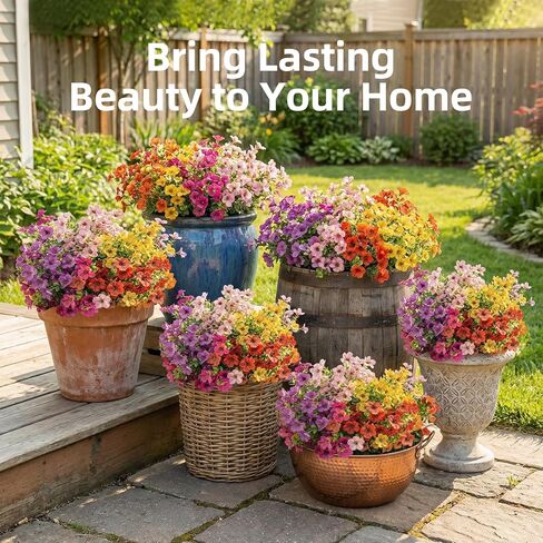 زهور صناعية، نباتات صناعية في الهواء الطلق، زهور الأقحوان الاصطناعية، زهور وهمية واقعية، ديكورات الشرفة، ديكور حفلات الزفاف (12، أحمر، وردي، أرجواني، أصفر، برتقالي، أحمر وردي) in Kuwait