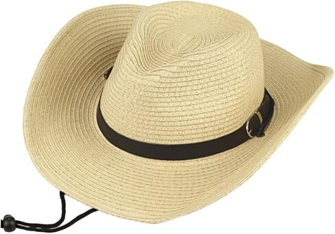BESPORTBLE Western American Style Unisex Cowboy Hat Beige Straw Woven Wide Brim Sun Protection Hat for Outdoor Beach Party Cosplay Dance Performance Accessory Lightweight Breathable in Saudi Arabia