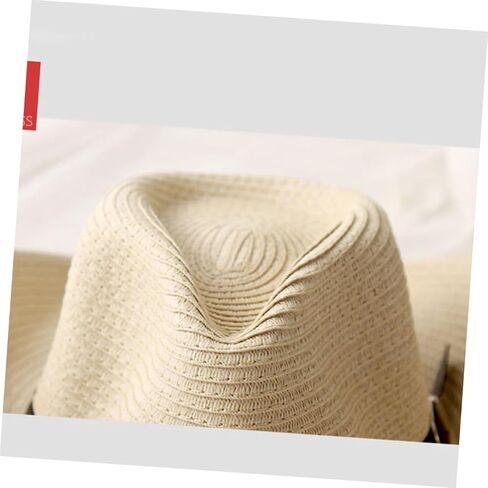BESPORTBLE Western American Style Unisex Cowboy Hat Beige Straw Woven Wide Brim Sun Protection Hat for Outdoor Beach Party Cosplay Dance Performance Accessory Lightweight Breathable in Saudi Arabia