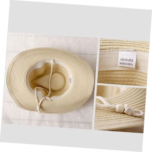 BESPORTBLE Western American Style Unisex Cowboy Hat Beige Straw Woven Wide Brim Sun Protection Hat for Outdoor Beach Party Cosplay Dance Performance Accessory Lightweight Breathable in Saudi Arabia