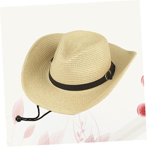 BESPORTBLE Western American Style Unisex Cowboy Hat Beige Straw Woven Wide Brim Sun Protection Hat for Outdoor Beach Party Cosplay Dance Performance Accessory Lightweight Breathable in Saudi Arabia
