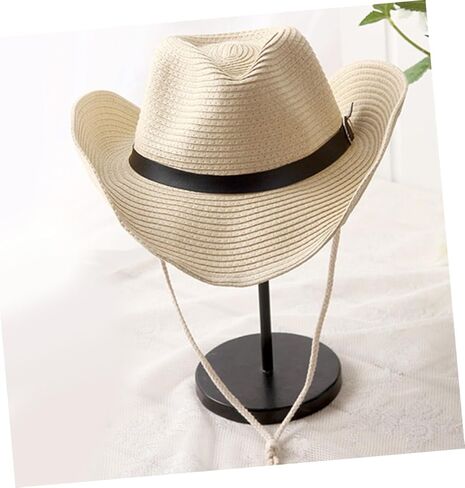 BESPORTBLE Western American Style Unisex Cowboy Hat Beige Straw Woven Wide Brim Sun Protection Hat for Outdoor Beach Party Cosplay Dance Performance Accessory Lightweight Breathable in Saudi Arabia