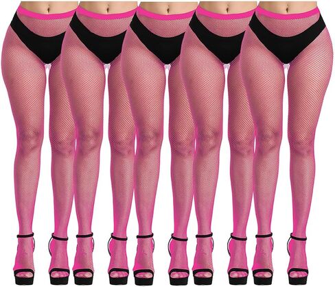 5 PCS Womens Mini Grid Fishnet Stockings, Stretchy Thigh Hight Waist Fishnet Pantyhose Tights in Kuwait