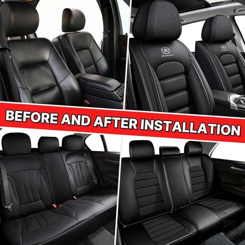 أغطية مقاعد Acura MDX 2005-2025 أغطية مقاعد جلدية مقاومة للماء، وسادة هوائية متوافقة مع غطاء وسائد السيارة سهلة التركيب، ملحقات داخلية لحماية المقاعد (أسود، المجموعة الأمامية) in Kuwait