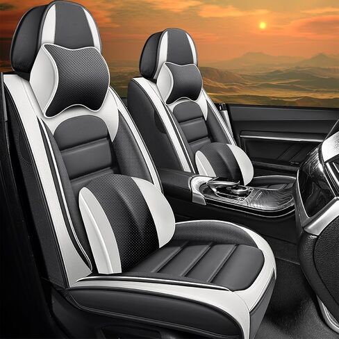 أغطية مقاعد Acura MDX 2005-2025 أغطية مقاعد جلدية مقاومة للماء، وسادة هوائية متوافقة مع غطاء وسائد السيارة سهلة التركيب، ملحقات داخلية لحماية المقاعد (أسود، المجموعة الأمامية) in Kuwait