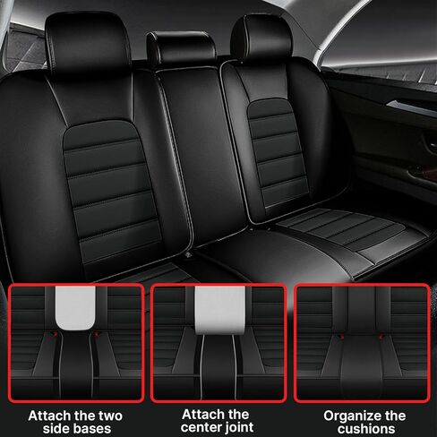 أغطية مقاعد Acura MDX 2005-2025 أغطية مقاعد جلدية مقاومة للماء، وسادة هوائية متوافقة مع غطاء وسائد السيارة سهلة التركيب، ملحقات داخلية لحماية المقاعد (أسود، المجموعة الأمامية) in Kuwait