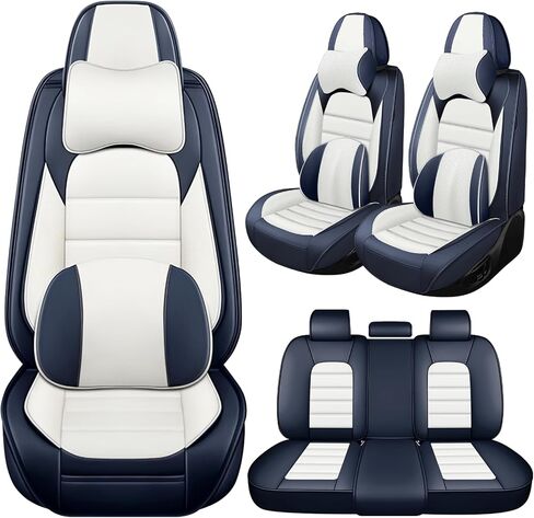أغطية مقاعد Acura MDX 2005-2025 أغطية مقاعد جلدية مقاومة للماء، وسادة هوائية متوافقة مع غطاء وسائد السيارة سهلة التركيب، ملحقات داخلية لحماية المقاعد (أسود، المجموعة الأمامية) in Kuwait