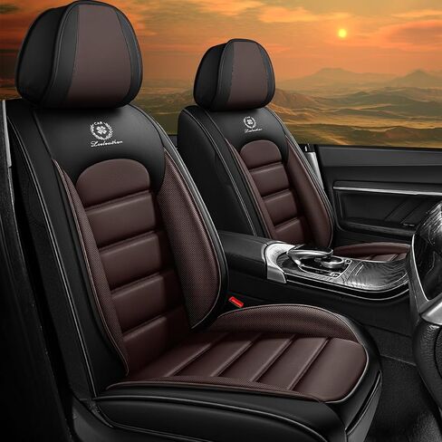 أغطية مقاعد Acura MDX 2005-2025 أغطية مقاعد جلدية مقاومة للماء، وسادة هوائية متوافقة مع غطاء وسائد السيارة سهلة التركيب، ملحقات داخلية لحماية المقاعد (أسود، المجموعة الأمامية) in Kuwait