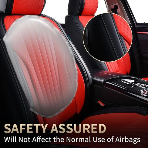 FLORICH Car Seat Covers, Premium Leatherette Car Seat Covers Full Set, Breathable Car Seat Cushion Front Seats and Back, Automotive Seat Protectors for Sedans Cars SUV Trucks, Black&Red in Kuwait