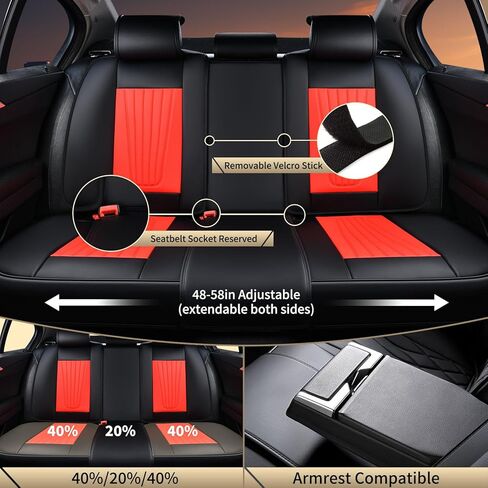 FLORICH Car Seat Covers, Premium Leatherette Car Seat Covers Full Set, Breathable Car Seat Cushion Front Seats and Back, Automotive Seat Protectors for Sedans Cars SUV Trucks, Black&Red in Kuwait