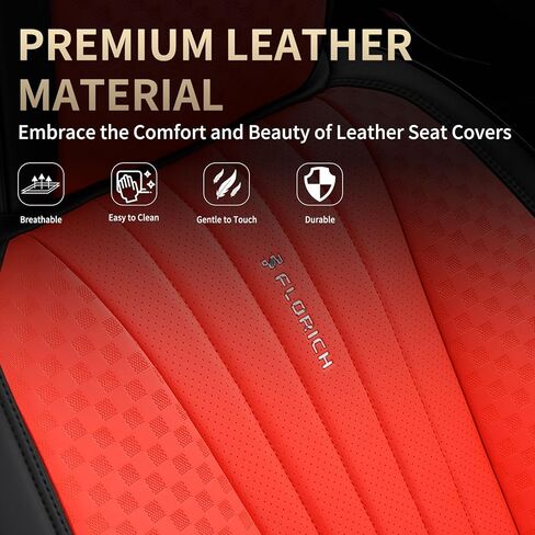 FLORICH Car Seat Covers, Premium Leatherette Car Seat Covers Full Set, Breathable Car Seat Cushion Front Seats and Back, Automotive Seat Protectors for Sedans Cars SUV Trucks, Black&Red in Kuwait