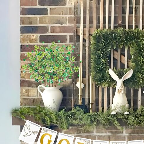 8 Packs Artificial Shamrock Picks for St Patrick's Day Decorations, 23.6" Tall St. Patrick's Day Clover Floral Picks for Irish Themed Floral Arrangements Party Table Centerpieces in Kuwait