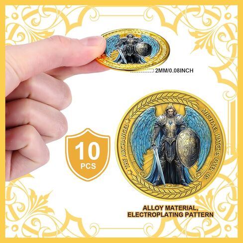 Highergo 10 Pcs Christian Challenge Coins Bulk The Archangel Michael Watches Over Us Coins Psalm 91:10 for Church Sunday School Party Supplies Religious Prayer Collector in Saudi Arabia