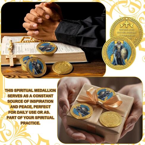 Highergo 10 Pcs Christian Challenge Coins Bulk The Archangel Michael Watches Over Us Coins Psalm 91:10 for Church Sunday School Party Supplies Religious Prayer Collector in Saudi Arabia