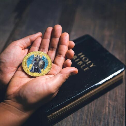 Highergo 10 Pcs Christian Challenge Coins Bulk The Archangel Michael Watches Over Us Coins Psalm 91:10 for Church Sunday School Party Supplies Religious Prayer Collector in Saudi Arabia