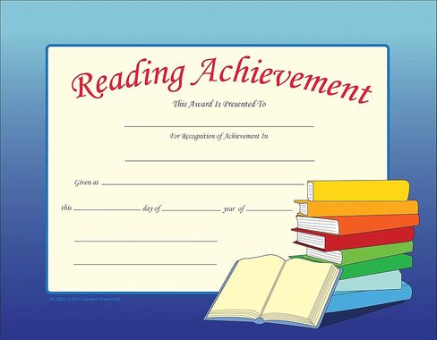 SHAPES ETC. 30pcs Reading Achievement Recognition Certificates 11in x 8.5in Colorful Award Kids Student Graduations Moving Up Ceremonies Achievement Days Banquets Academic Competitions USA Made in Saudi Arabia